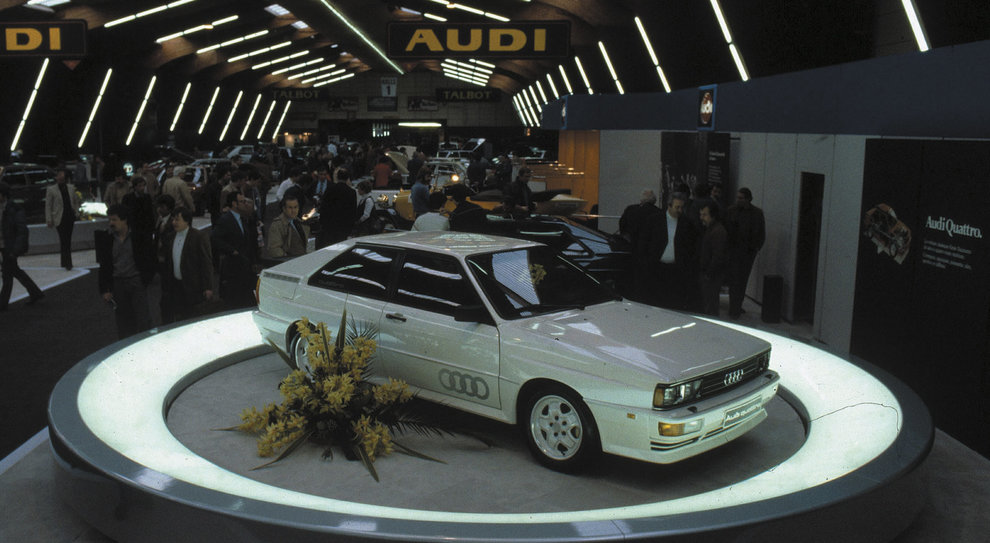 La prima Audi Quattro al salone di Ginevra del 1980